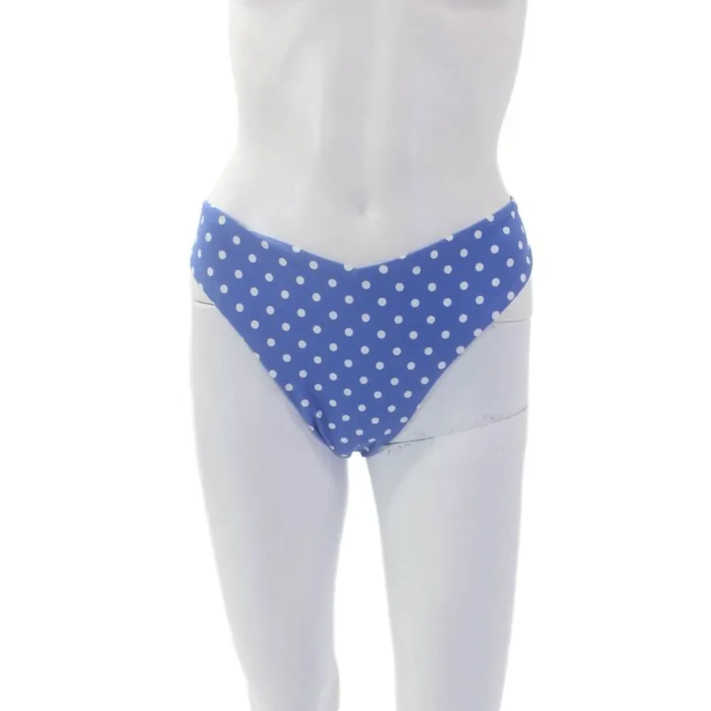 We Wore What Womens Textured Polka Dotted Bikini Swimwear Bottom Blue L